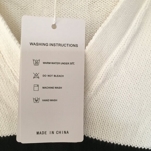 ZESICA Women's Winter Sweaters Lapel V Neck Long Sleeve White /black Striped M - Picture 4 of 6